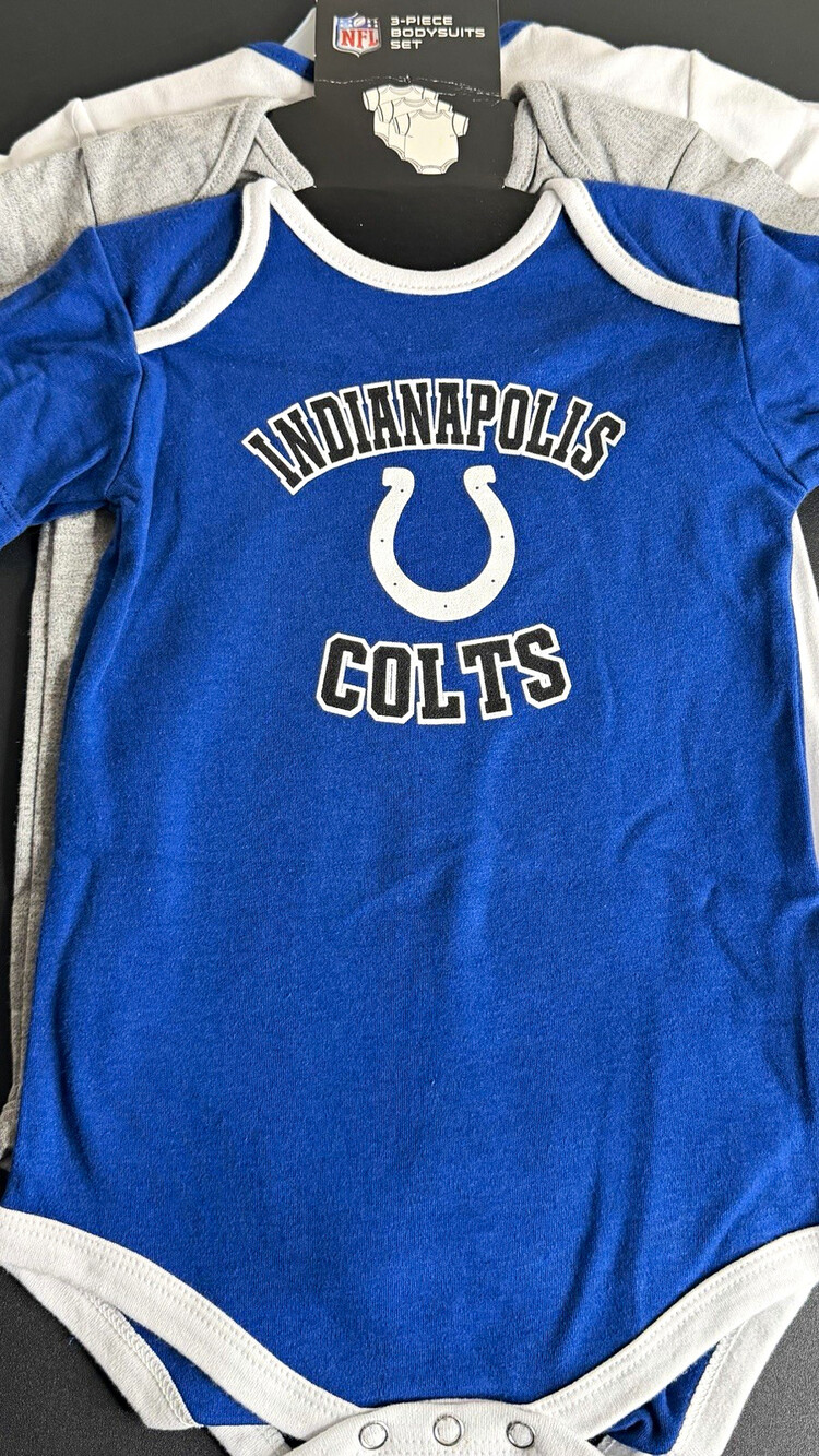 NFL Team Apparel Indianapolis Colts 3pc Bodysuit Set 24 Months Blue Gray White